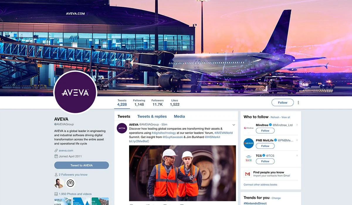 B2B social media channel branding for AVEVA growth marketing