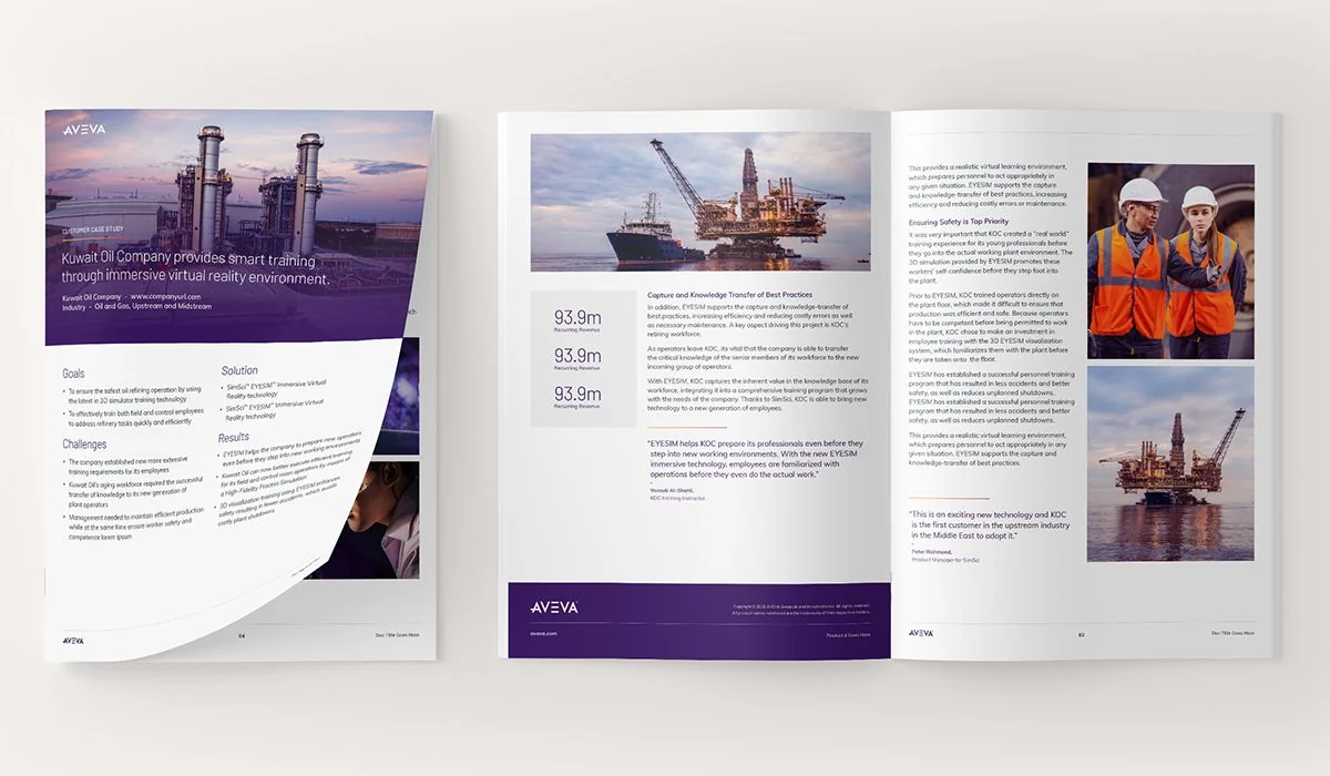 Sales brochure design for AVEVA industrial software rebrand