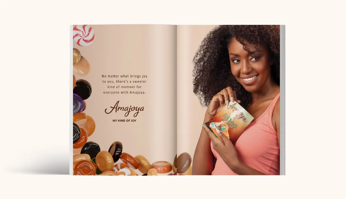 Amajoya candy magazine ad design