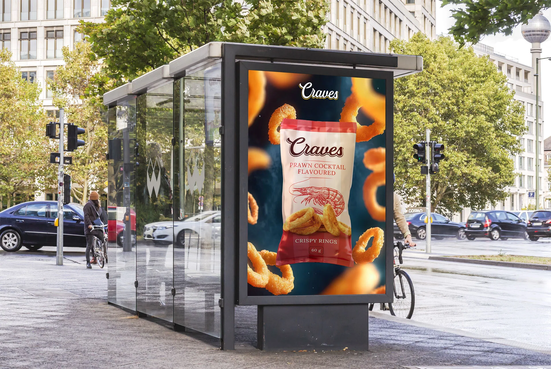 Craves prawn cocktail flavoured billboard mockup design