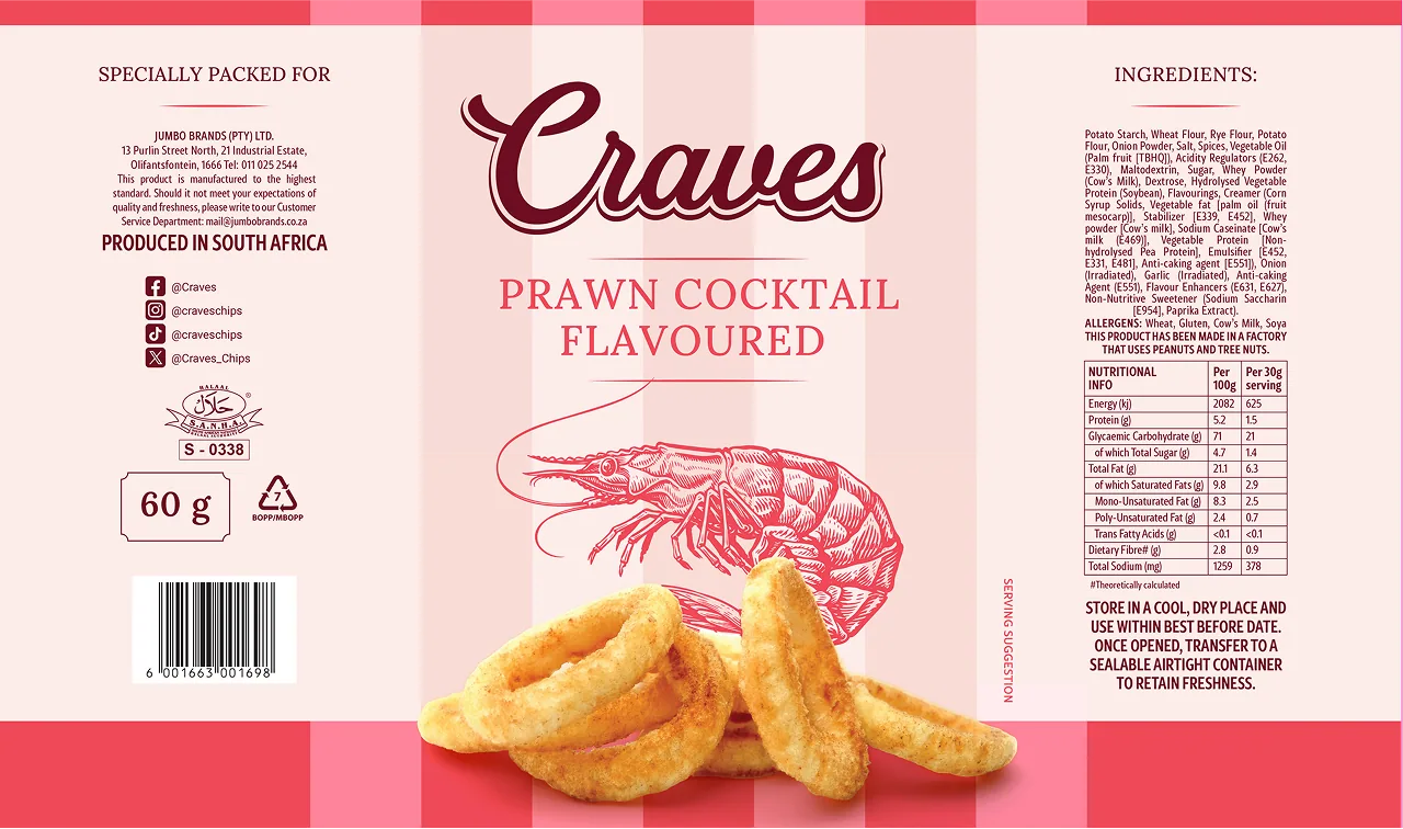 Craves prawn cocktail flavoured packaging redesign