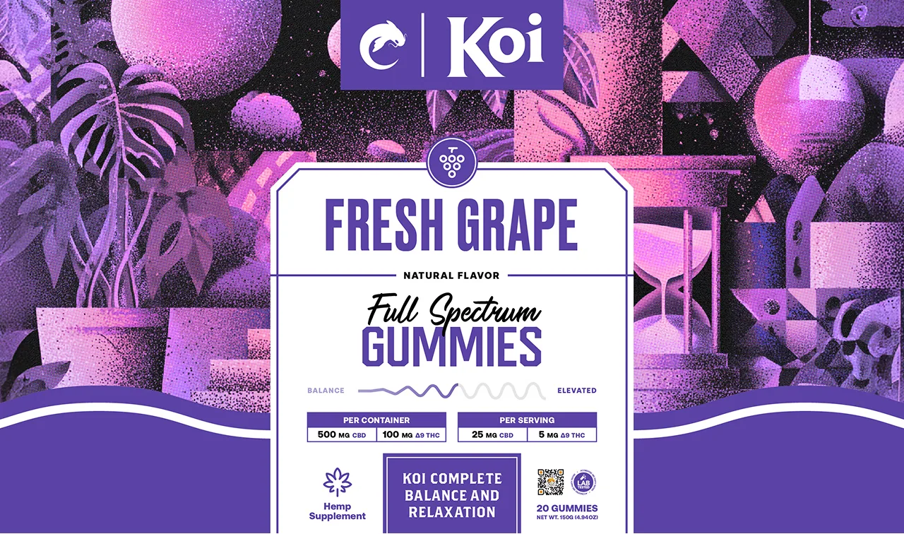Koi packaging design for fresh grape full spectrum gummies