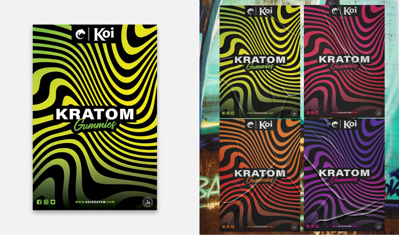 Kratom poster design for Koi gummies