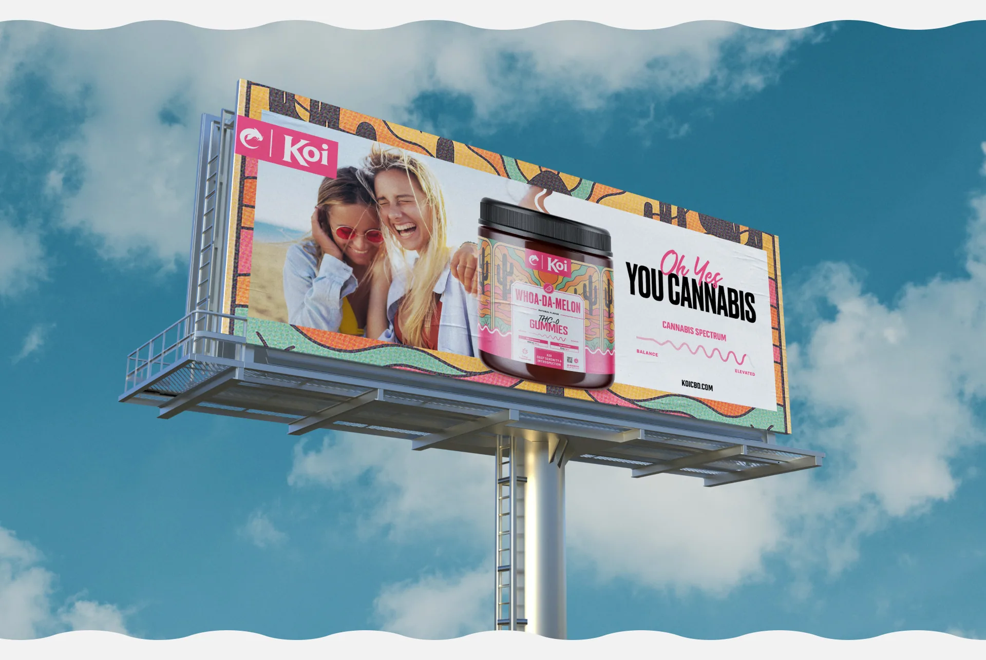 Outdoor advertising design for Koi THC O gummies