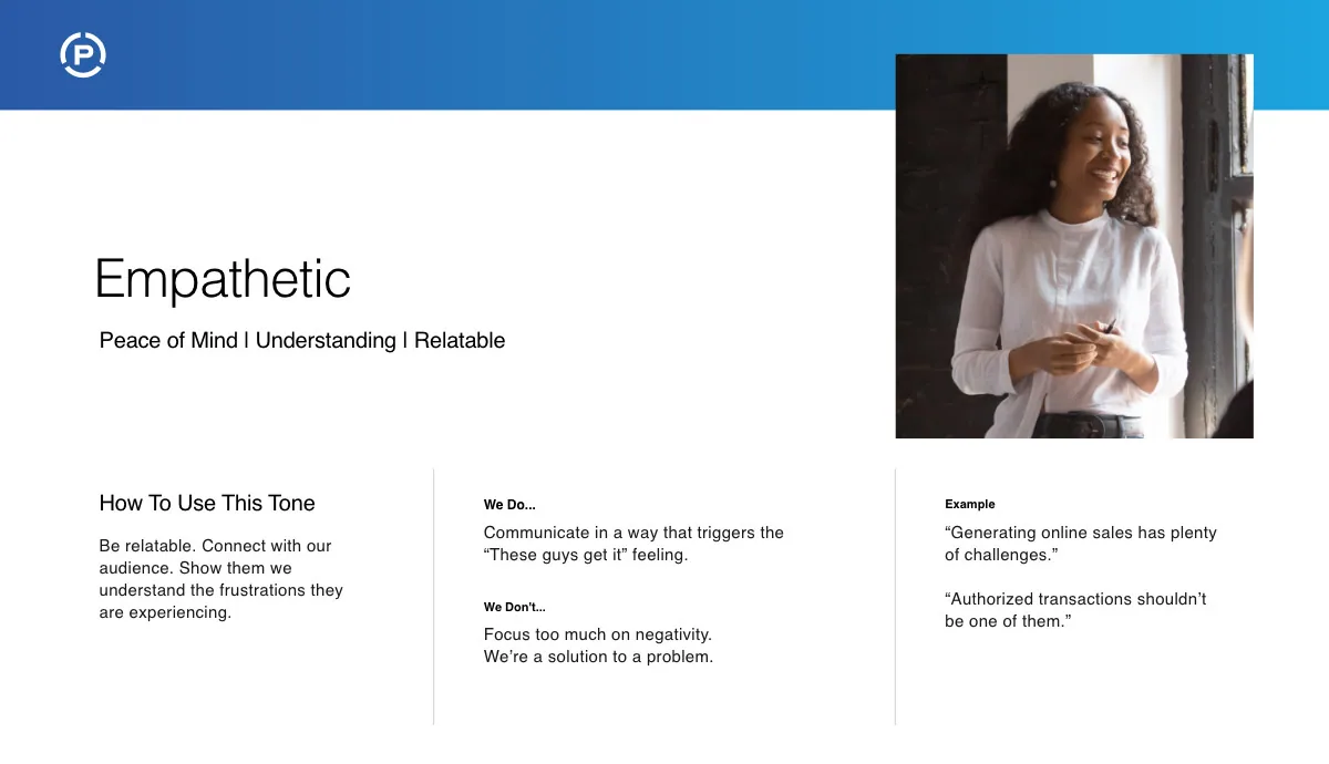 PAAY branding tone of voice empathetic