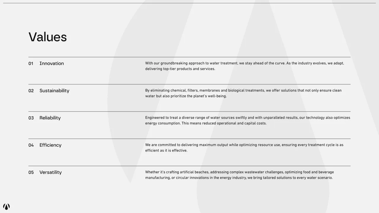 VVater brand values