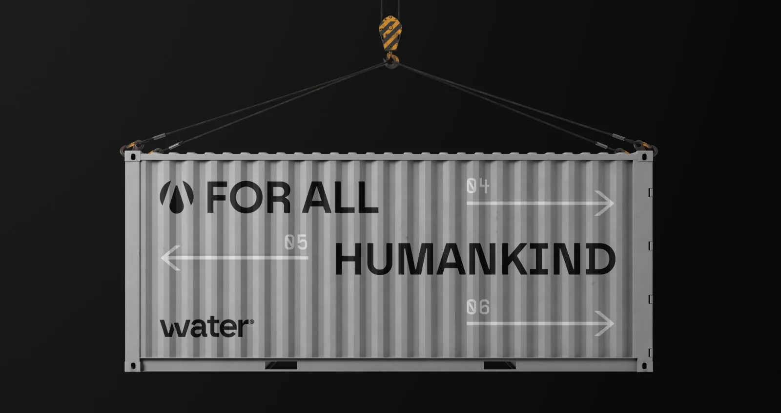 VVater branded shipping container
