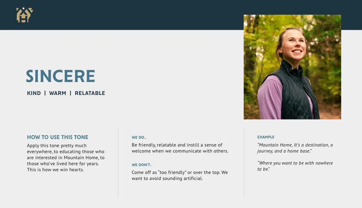 Mountain Home, Arkansas brand persona development