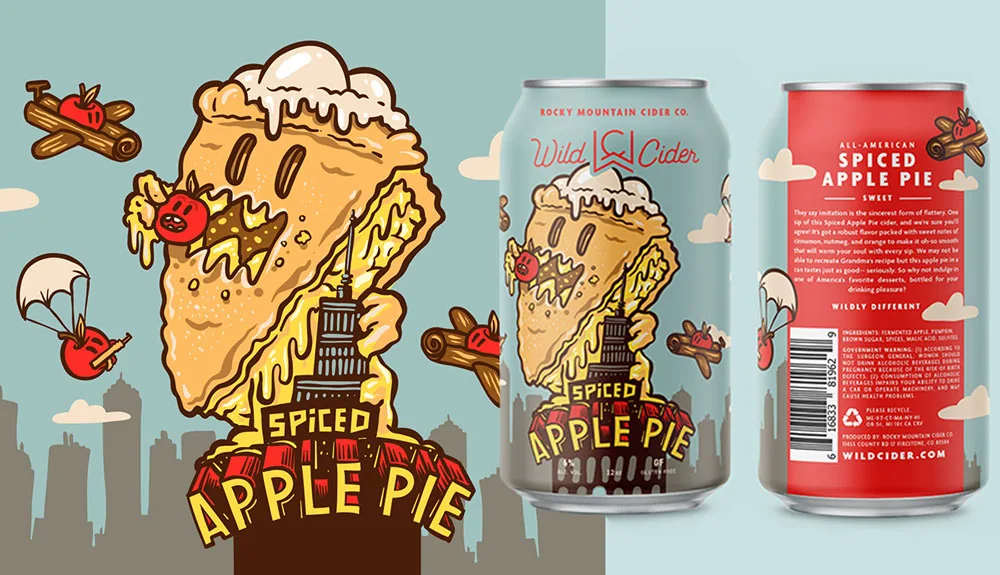 Wild Cider apple pie can illustration