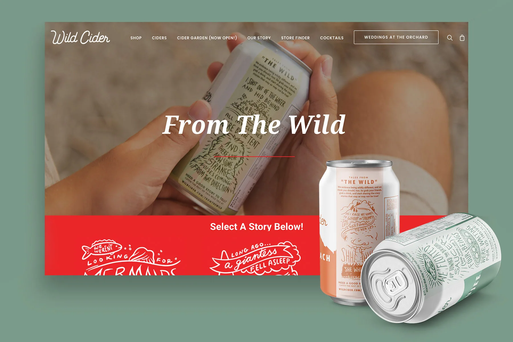 Wild Cider landing page design brand stories