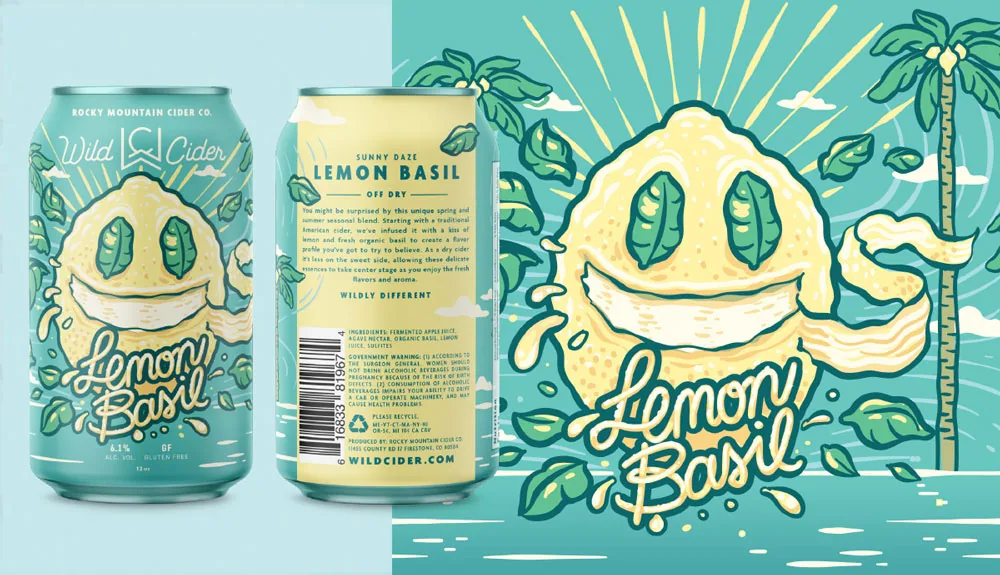 Wild Cider lemon basil can illustration