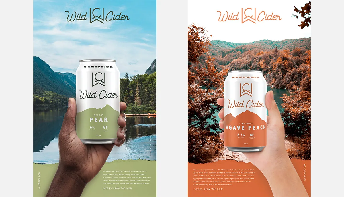 Wild Cider poster design cider can packaging