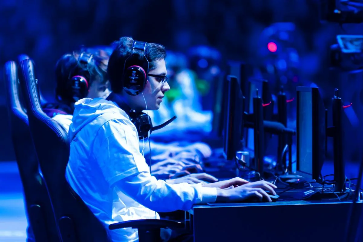Gamer focused during esports tournament