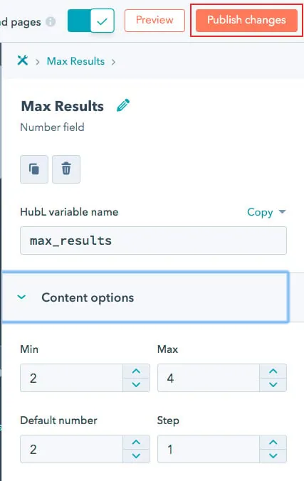Publish search module option changes