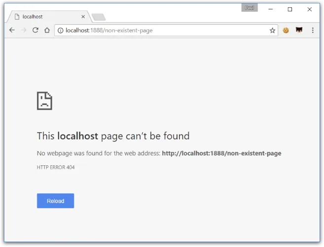 Browser showing a 404 client error page
