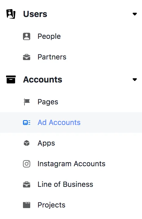 Facebook Business Manager Ad Accounts setting