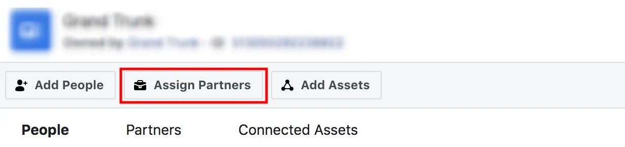 Facebook Business Manager Assign Partners button