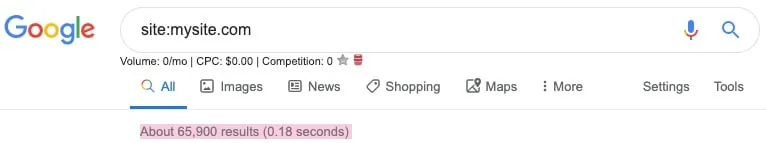 Check indexation with google