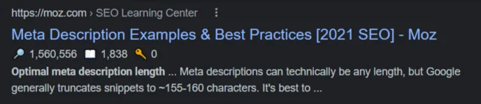 Ideal meta description length - Google Search
