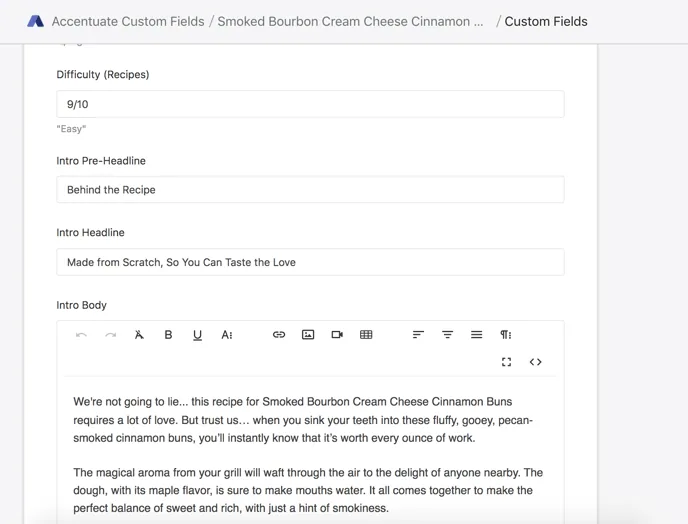 Nexgrill example custom fields