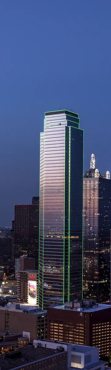 Downtown Dallas towers at dusk